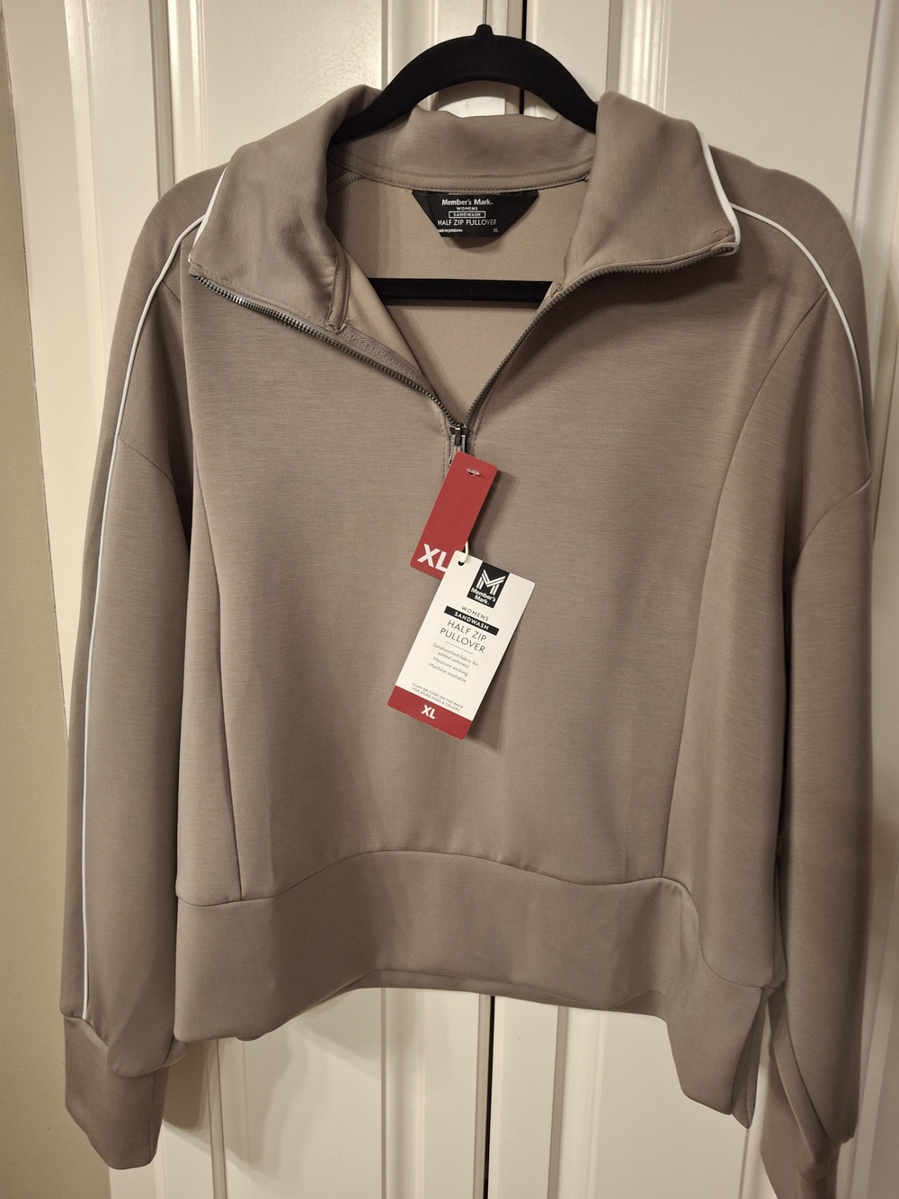Members Mark Taupe Half-Zip Pullover Sweater - Taupe